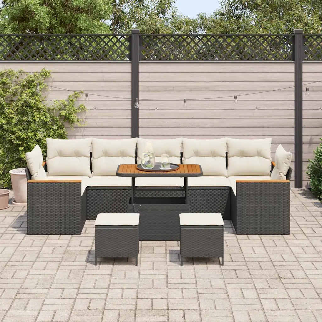 Set Divano da Giardino 10 pcs Nero polyrattan