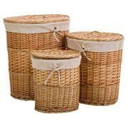 Set di 3 cestini in vimini foderati marroni