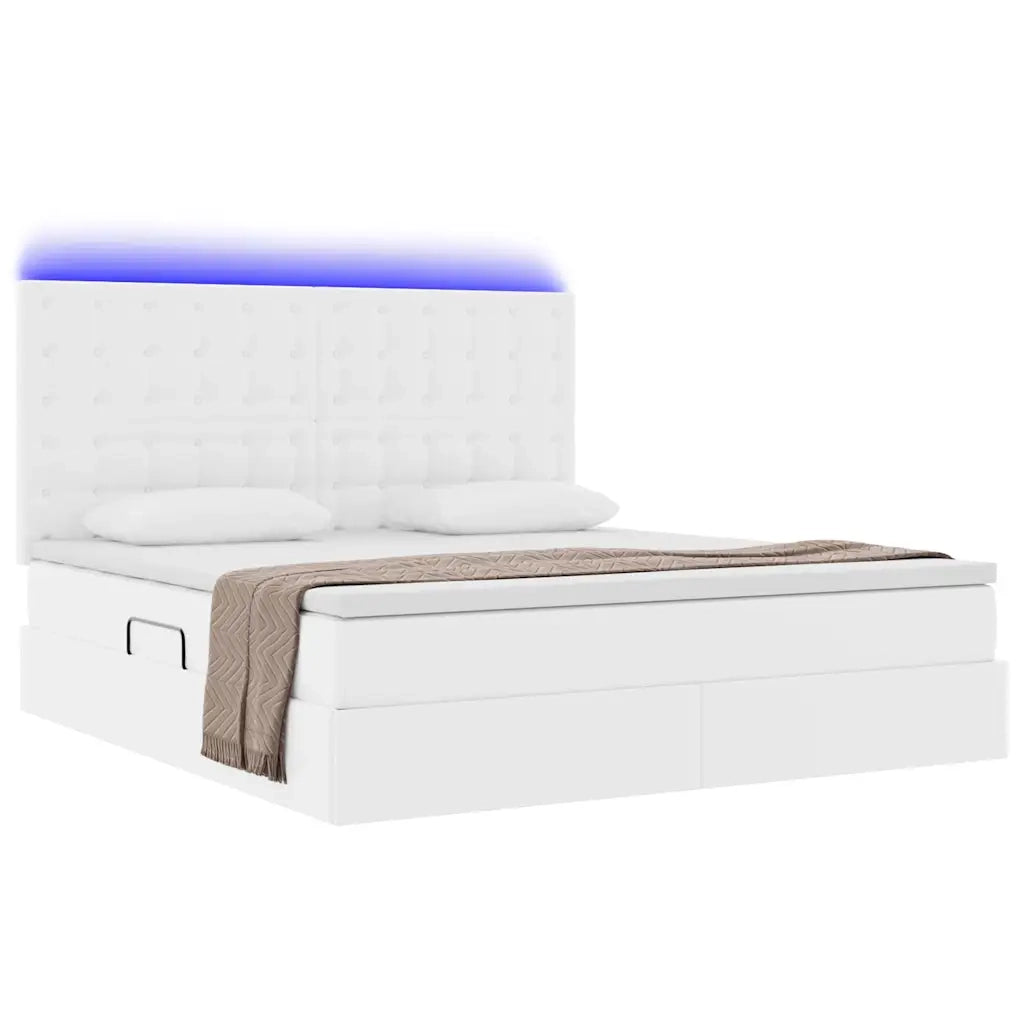 Letto con contenitore e LED con led Bianco Puro 160 x 200 cm