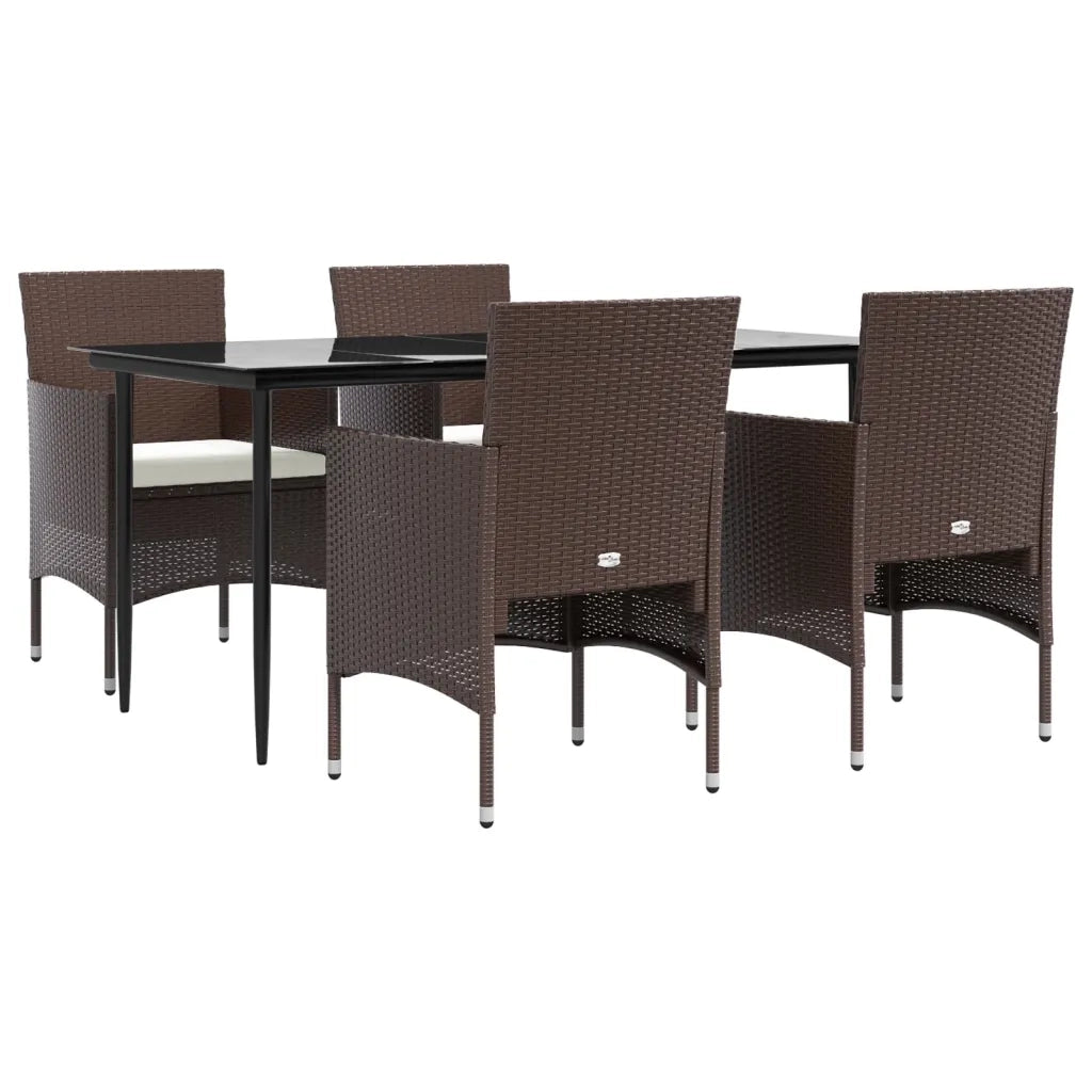 Set da Pranzo da Giardino 5 pz con Cuscini Marrone e Nero 3156628