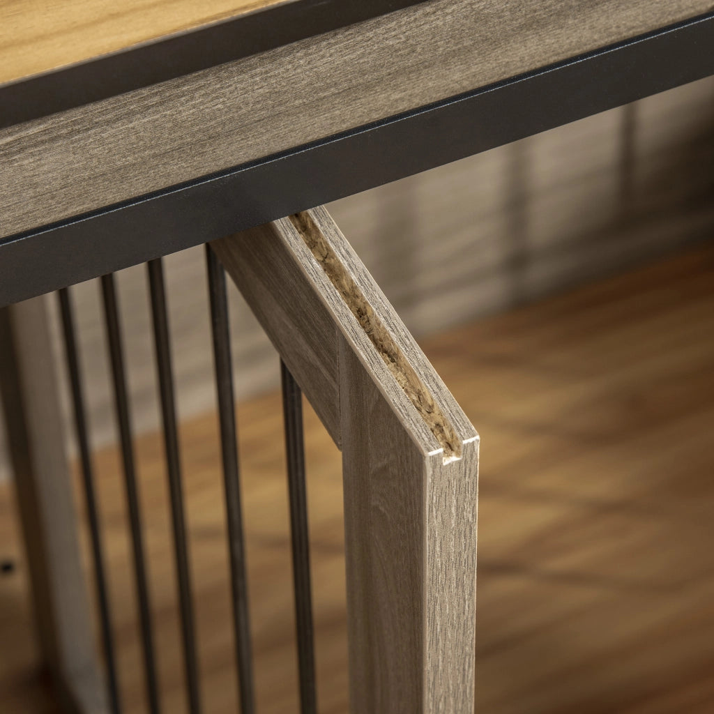 Gabbia per cani con 2 porte ¨C Xylo ¨C design rustico, bloccabile, marrone