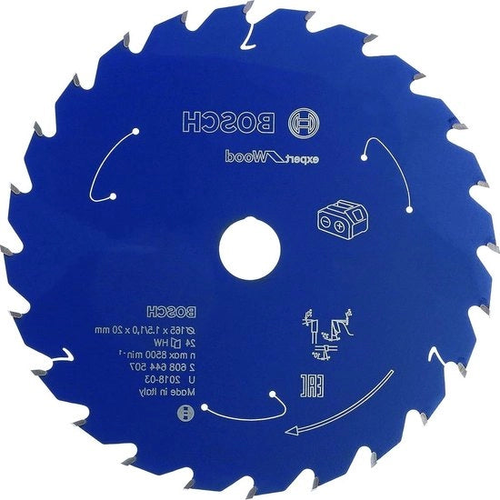 Lama circolare per legno 165 x 20 x 15 mm 24 denti - accessorio per sega circolare a batteria