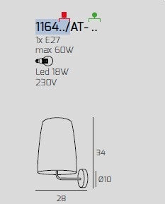 APPLIQUE CROMO 1 LUCE RAME 1164CR-AT-RA