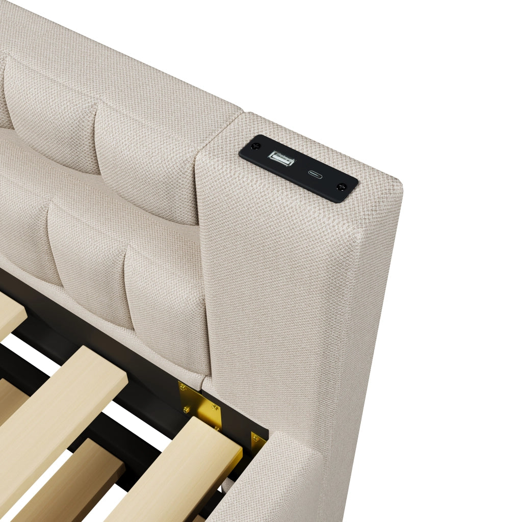 LETTO Estraibile 90x200 cm Beige in Lino