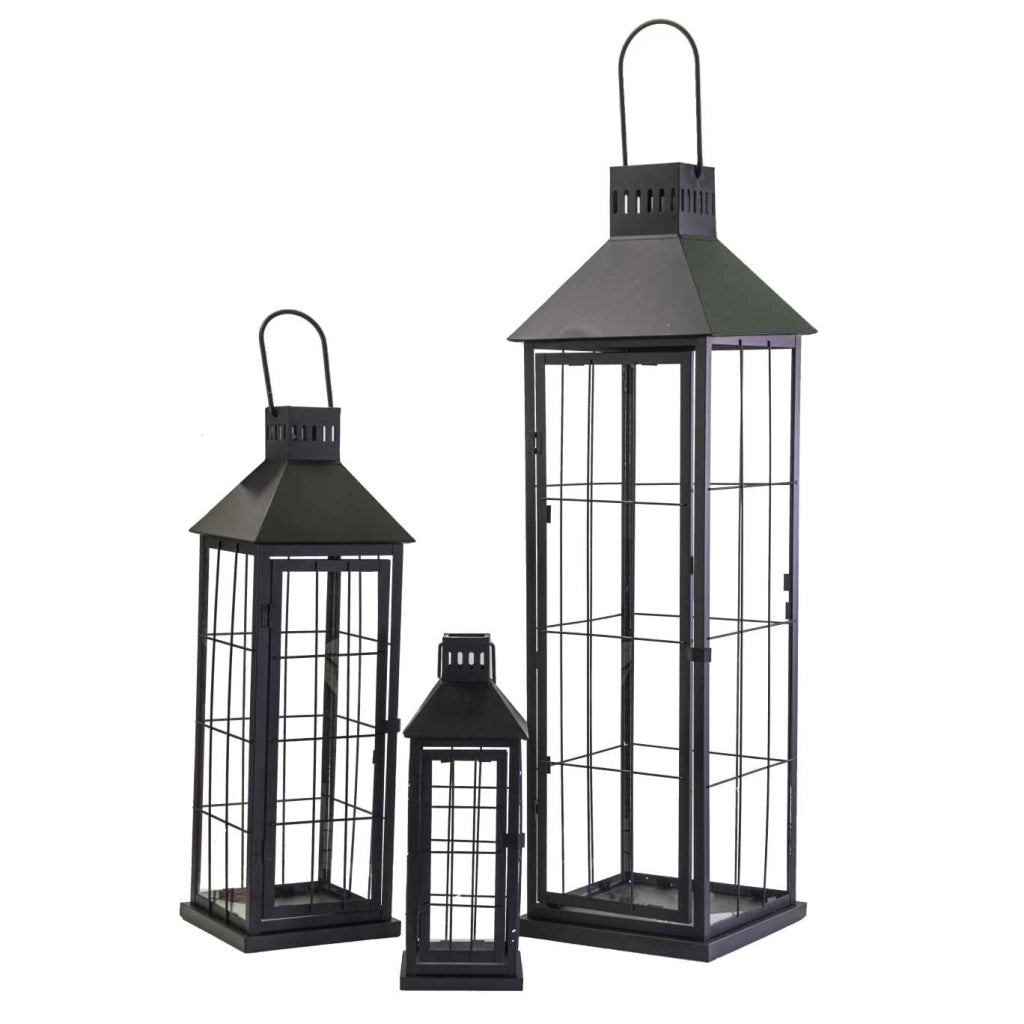 Lanterna metallo 1-3 nero quadro cm26x26h87,5