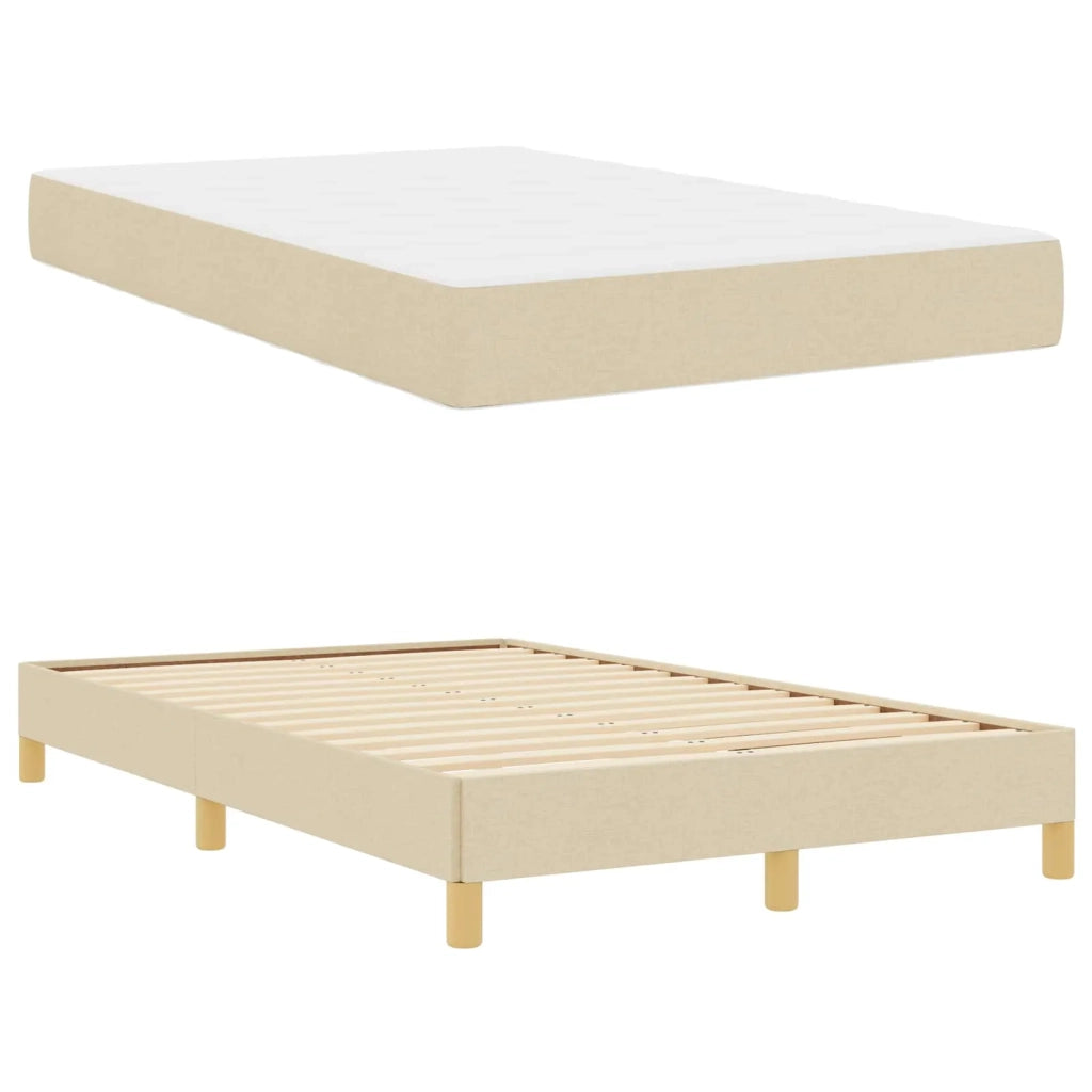 Letto a molle con materasso Crema 120 x 200 cm Tessuto