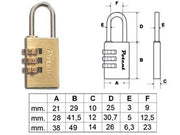 LUCCHETTO A COMBINAZIONE- - mm.30 - 3 combinatori (9030CO) - 2 pezzi POTENT
