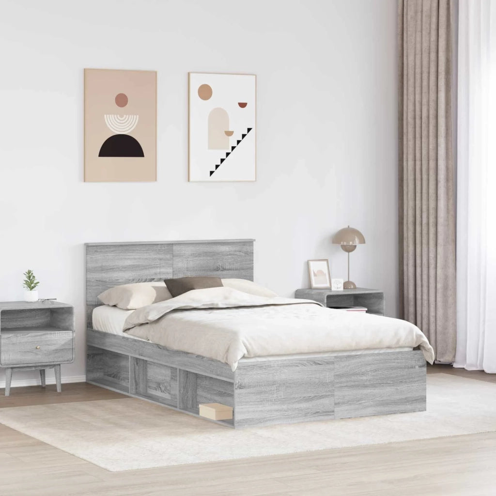 Struttura del letto con testiera Grigio Sonoma 120 x 200 cm 3407909