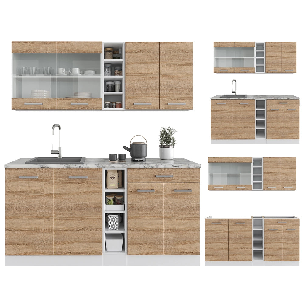 Vicco Cucina completa Sonoma/Bianco 160 cm , PL Marmo