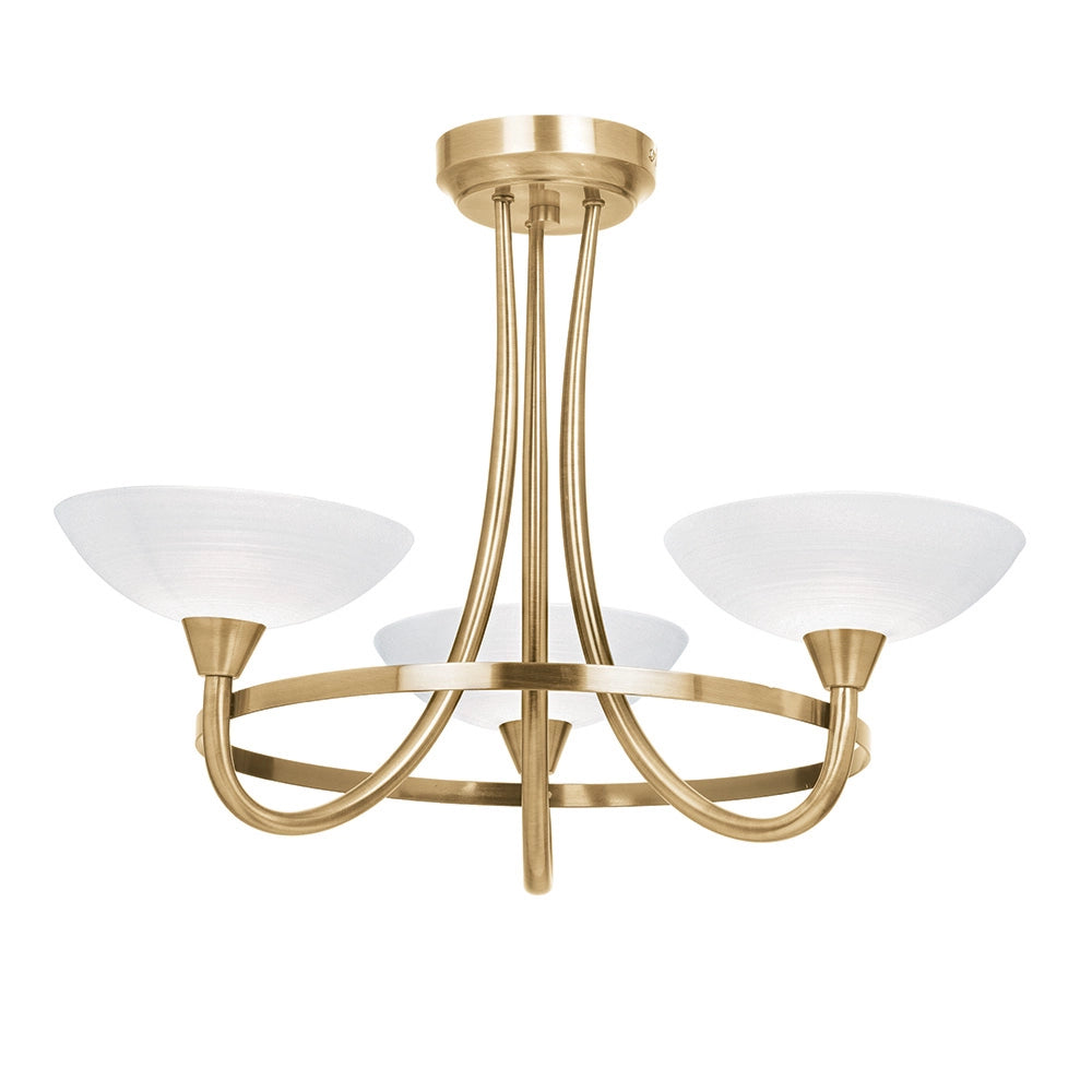 Plafoniera moderna 3 luci ottone anticato vetro G9 Endon