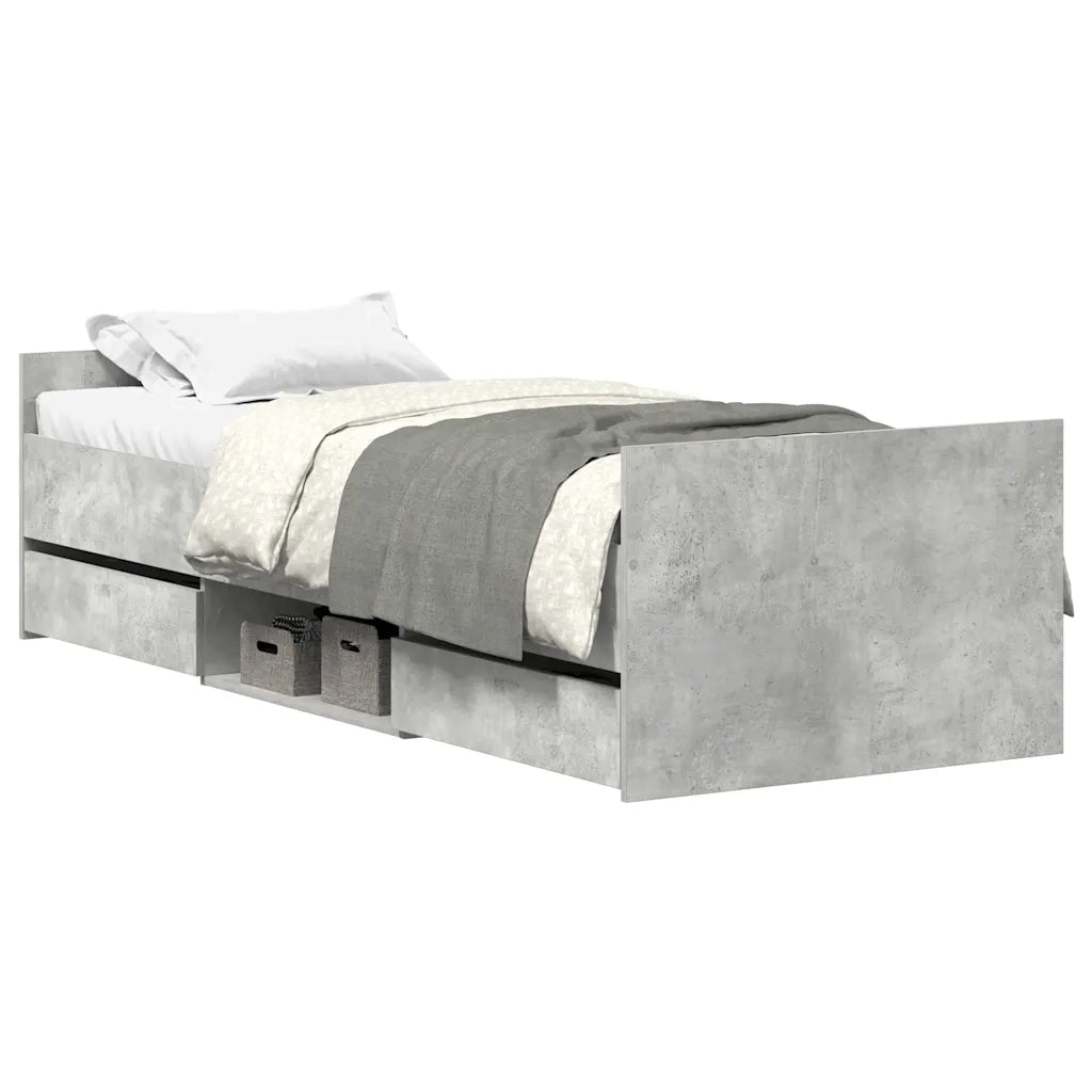 Giroletto con Testiera e Pediera Grigio Cemento 75x190 cm