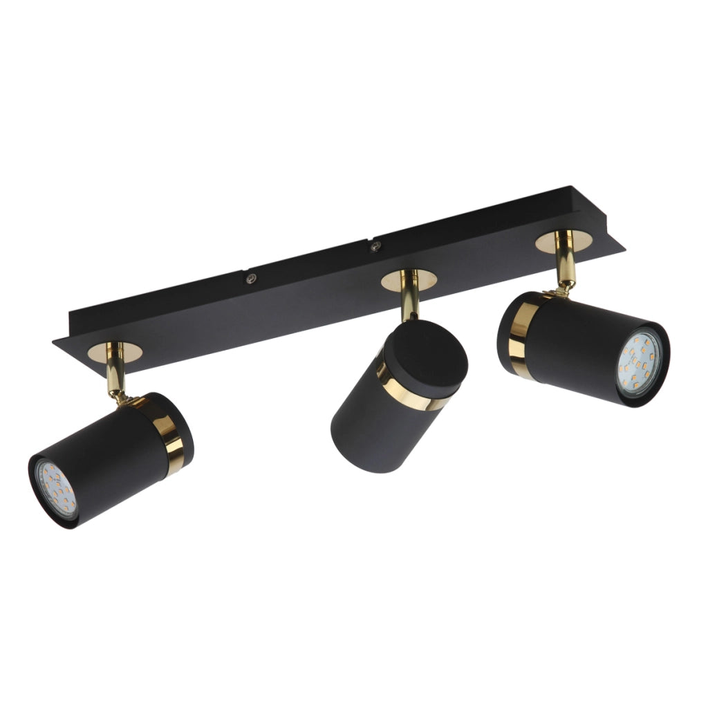 Spot soffitto moderno 3 luci nero oro orientabile GU10