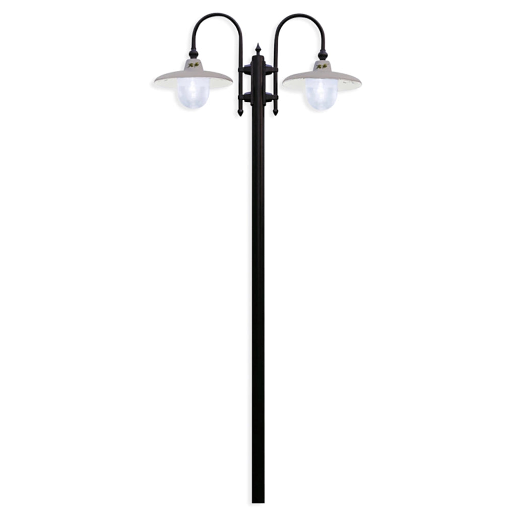 Palo Esterno Classico Campobasso Metallo E Ceramica Nero Sfumato Rame 2 Luci E27