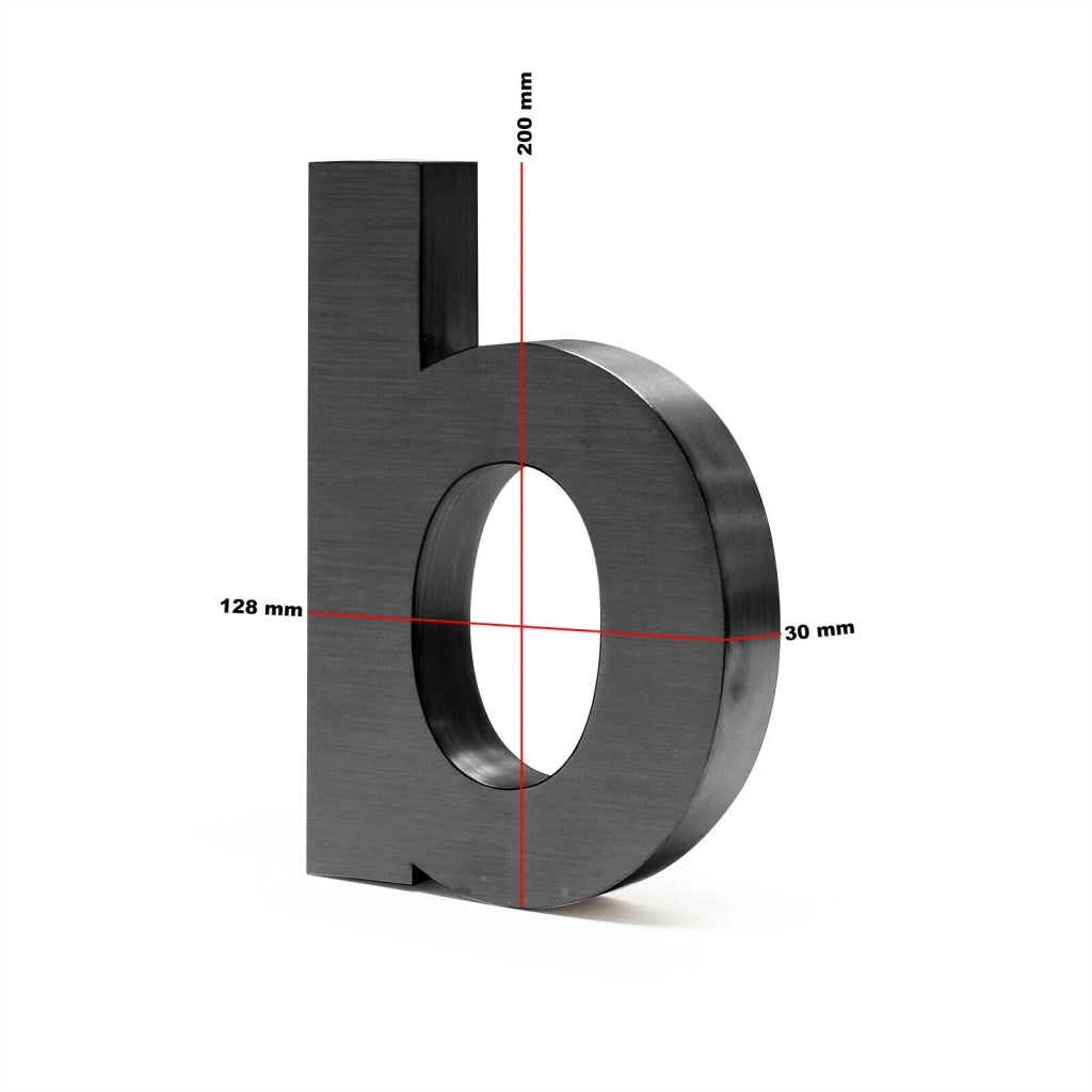 Targa numero civico "a" Arial antracite 3D 20 cm acciaio sottile resistente alle intemperie 16_0001448