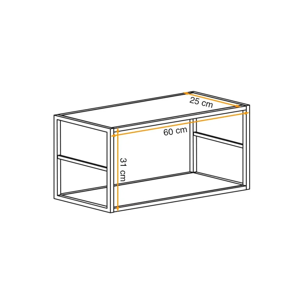 Scaffale SWITCH – 2 ripiani – Struttura in metallo nero opaco – Design minimalista