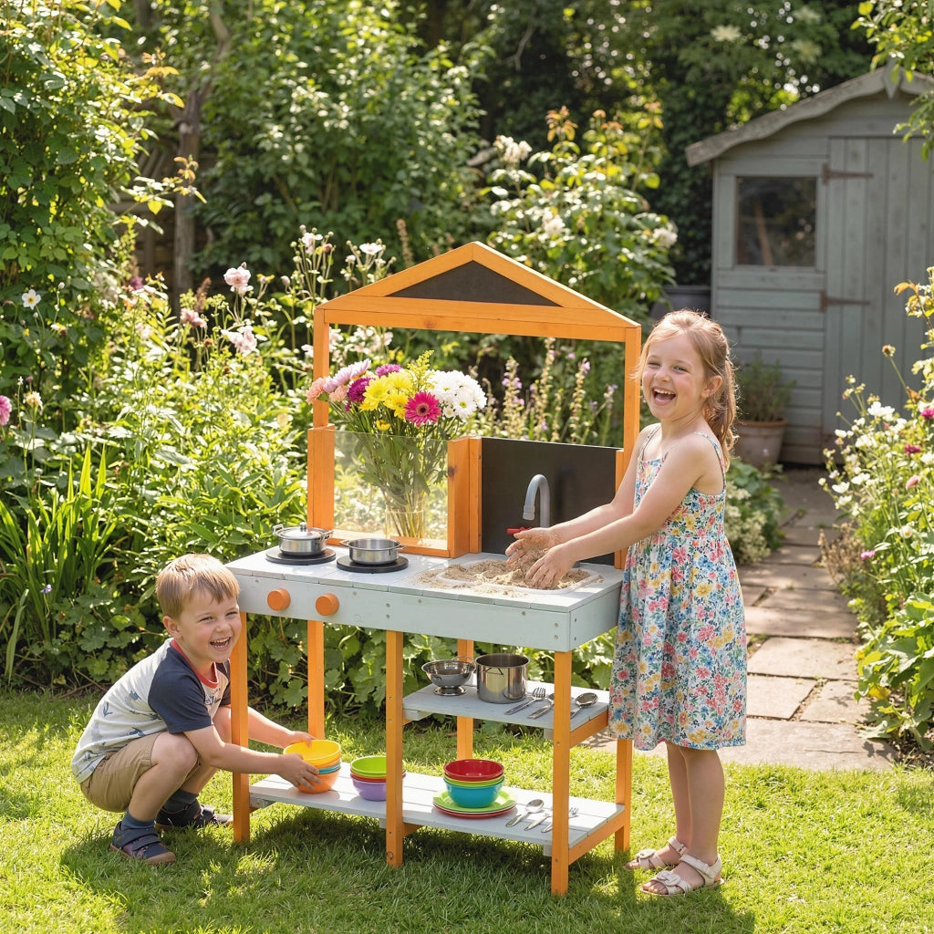 Cucina da gioco per bambini in legno ¨C zephmum ¨C blu chiaro