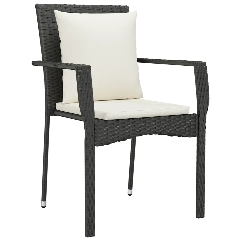 Set da Pranzo da Giardino 5 pz Nero con Cuscini in Polyrattan 3185097