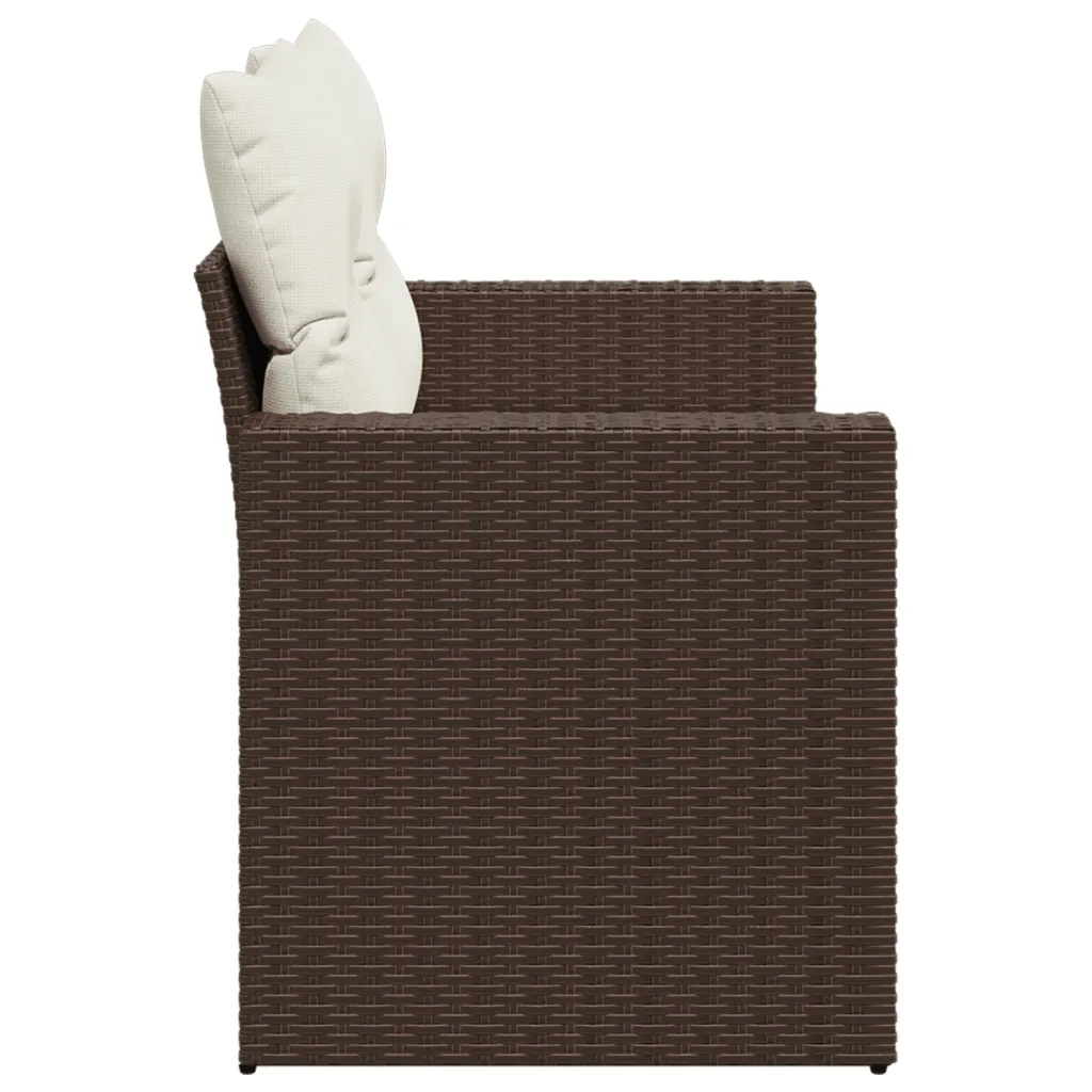 Divano da Giardino a 2 Posti con Cuscini in Polyrattan Marrone 366220