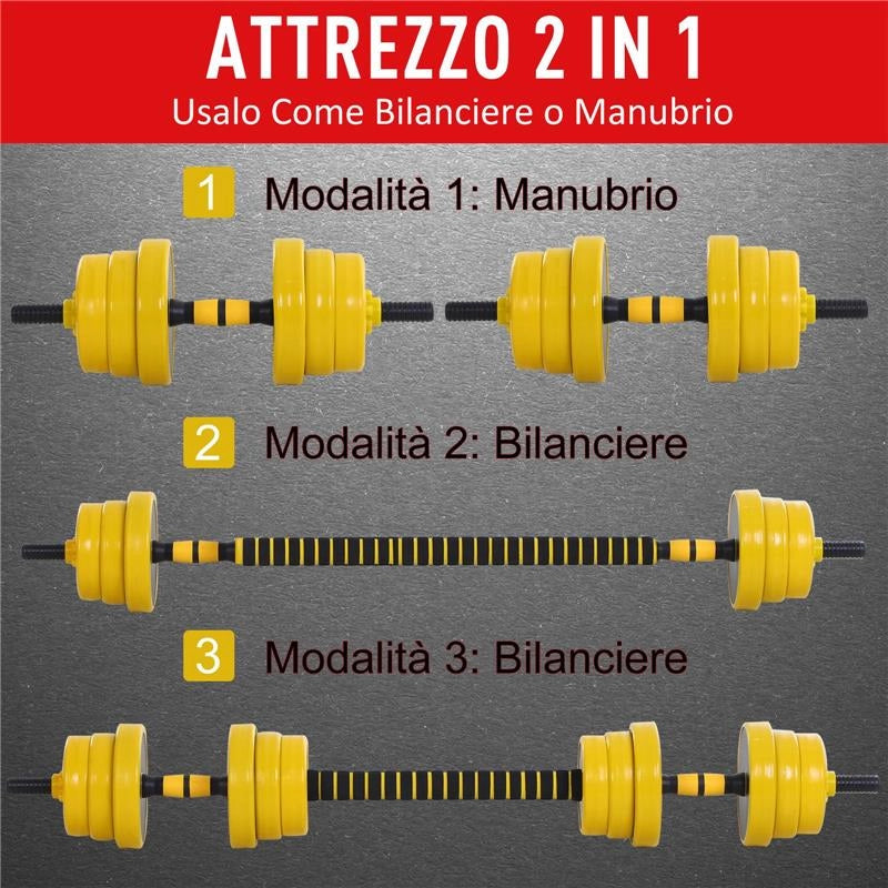 SET 2 IN 1 BILANCIERI E MANUBRIO COMPONIBILE 20 KG