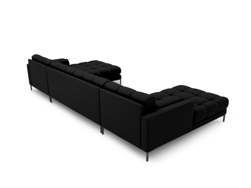 Cosmopolitan Design - Divano panoramico "Bali" 7 posti in tessuto strutturato nero 