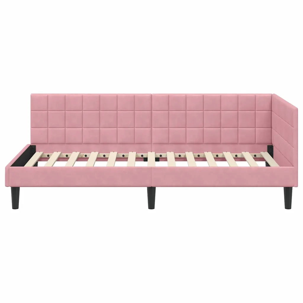 Cornice del letto ad angolo Rosa 100 cm x 200 cm Velluto 42016441