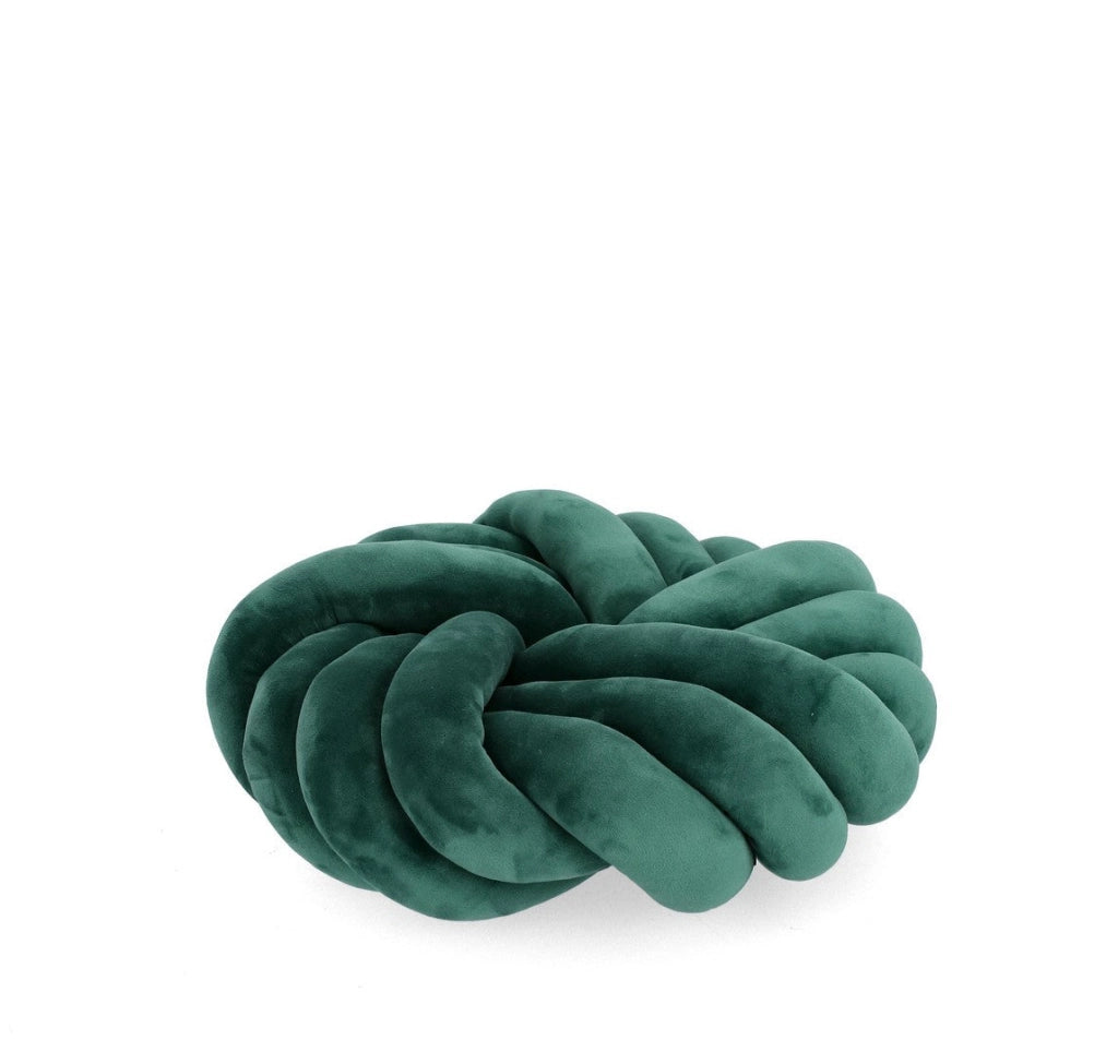 Set di 4 Cuscini Rotondi a Nodo in Velluto Avorio Ø38 cm - KRISH