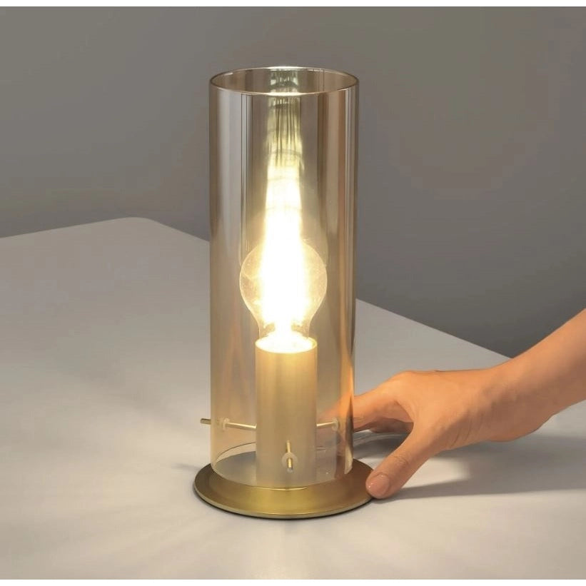 LAMPADA DA TAVOLO MAGIC 1XE27 D.13X23CM ORO/AMBRA.