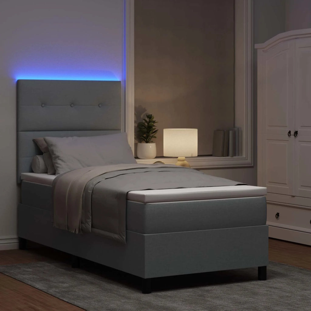 Letto a molle con materasso Grigio chiaro 90 x 190 cm Tessuto