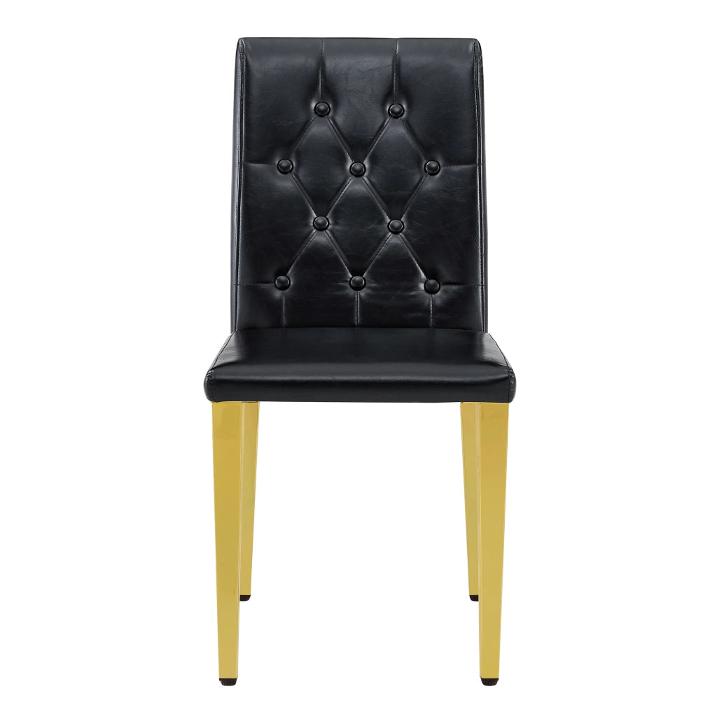 Set di 4 sedie da pranzo nere - Zephmum- Gambe in metallo oro lucido