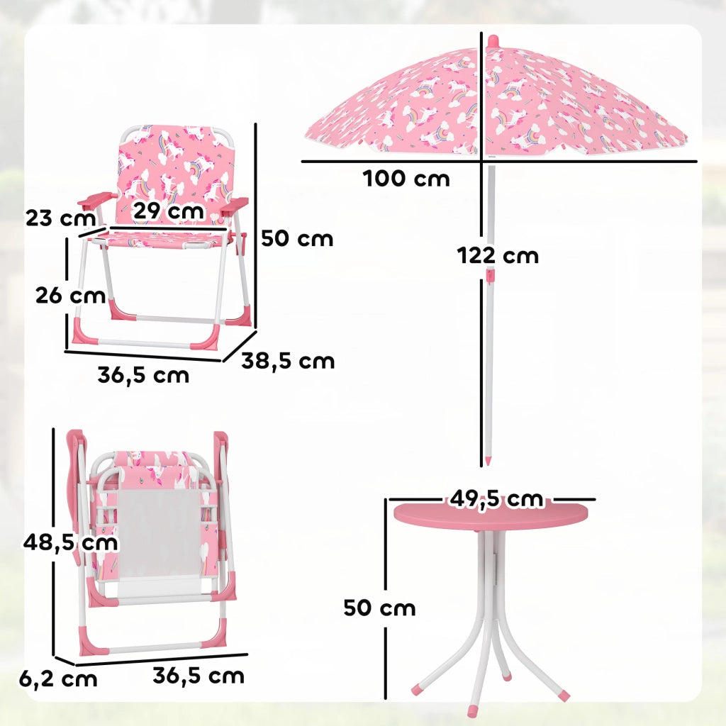 Set Tavolo e Sedie per Bambini con Ombrellone ¨C Minimal ¨C Rosa