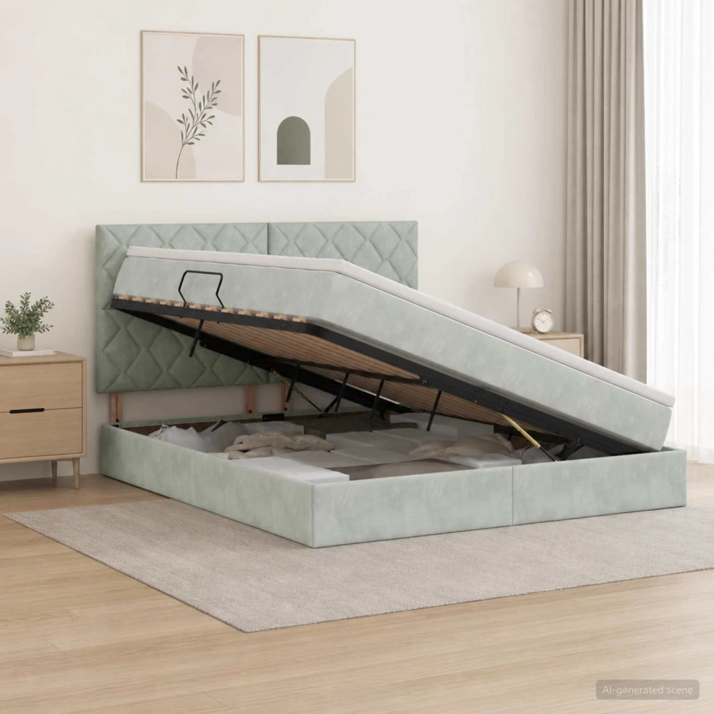 Letto con contenitore LED e materasso Grigio Chiaro 3460200