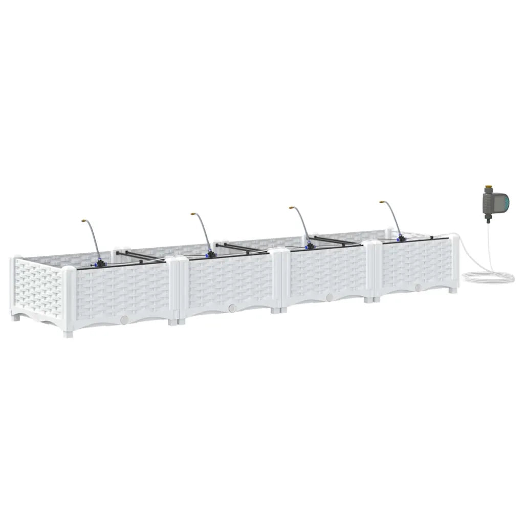 Fioriere | Cassetta per fiori | Vaso da giardino 4 pz Bianco 160 x 40 x 22 cm Plastica