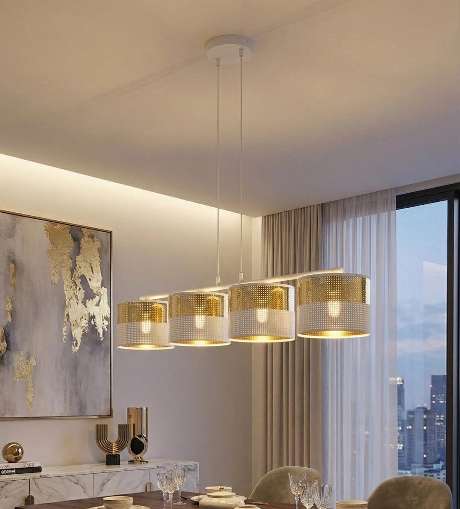 Lampada sospesa LUX Emibig 4xE27 metallo bianco oro