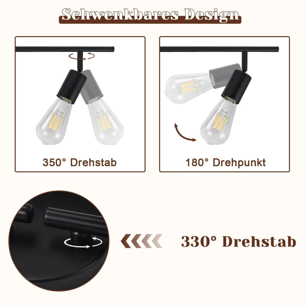 ZMH Faretto da soffitto neri E27 orientabili 350° vintage per camera letto