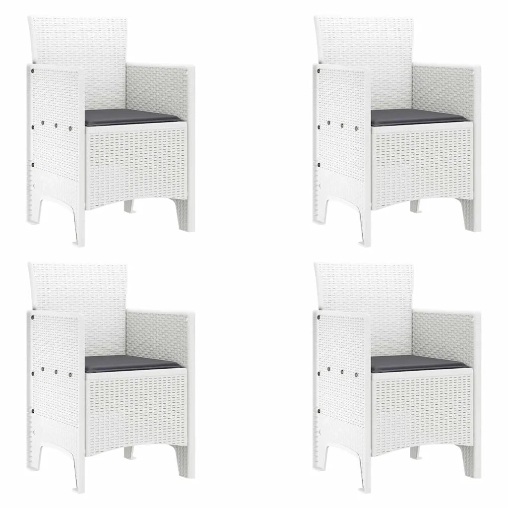 Set da Pranzo per Giardino 5 pcs Bianco Rattan Polt