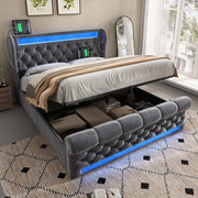 letto imbottito velluto grigio 140 x 200 cm