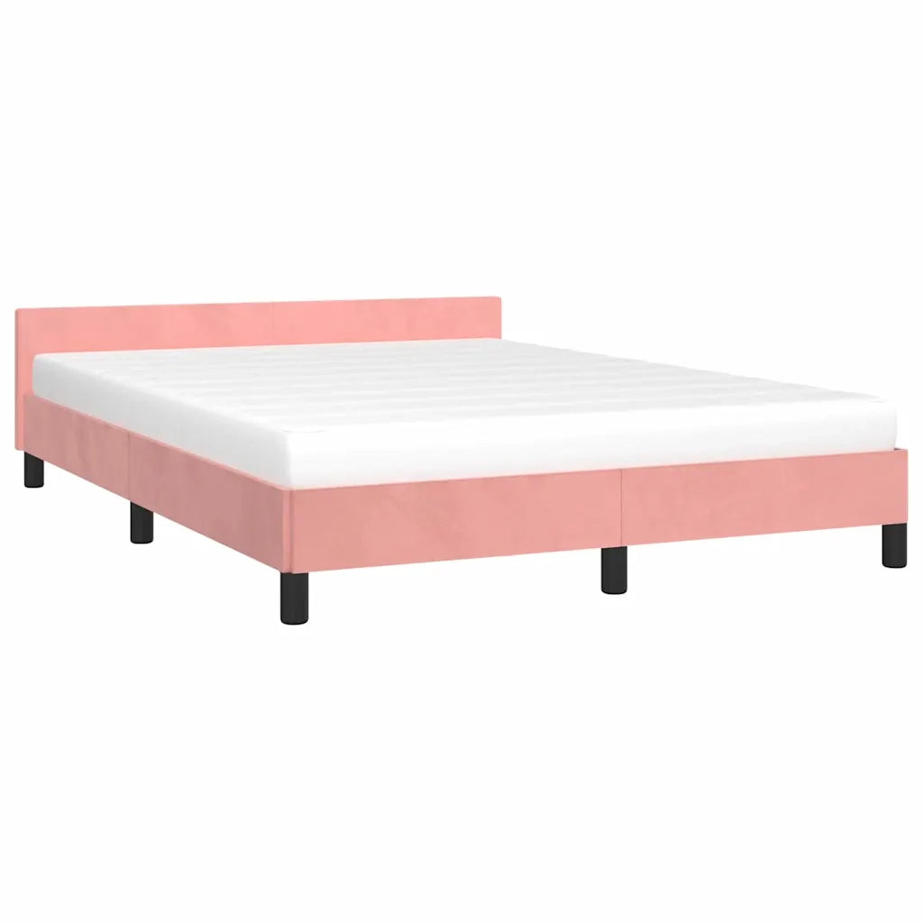 Giroletto con Testiera senza Materasso Rosa 140x200 cm Velluto 347578