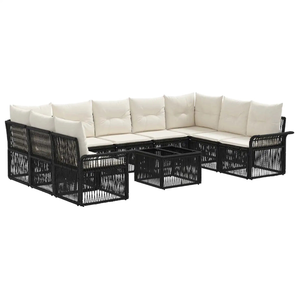 Set Divano da Giardino 10 pcs Nero polyrattan 3434935