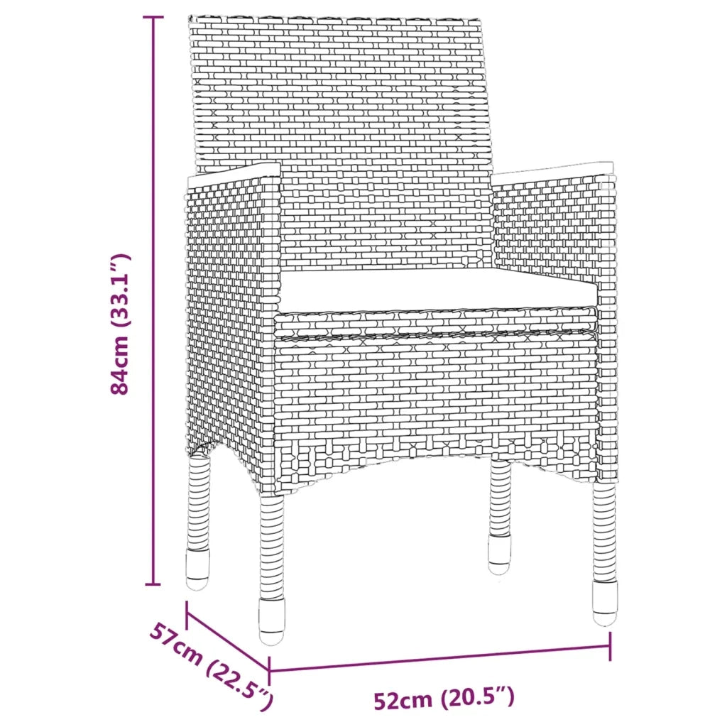 Set da Pranzo da Giardino 5 pz con Cuscini Nero 3099343