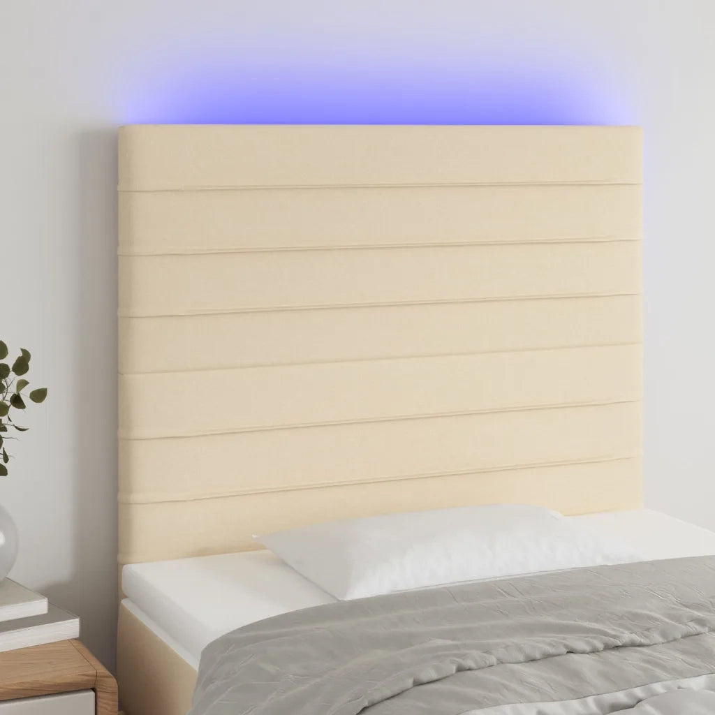 Testiera | Testata a LED Crema 100x5x118/128 cm in Tessuto
