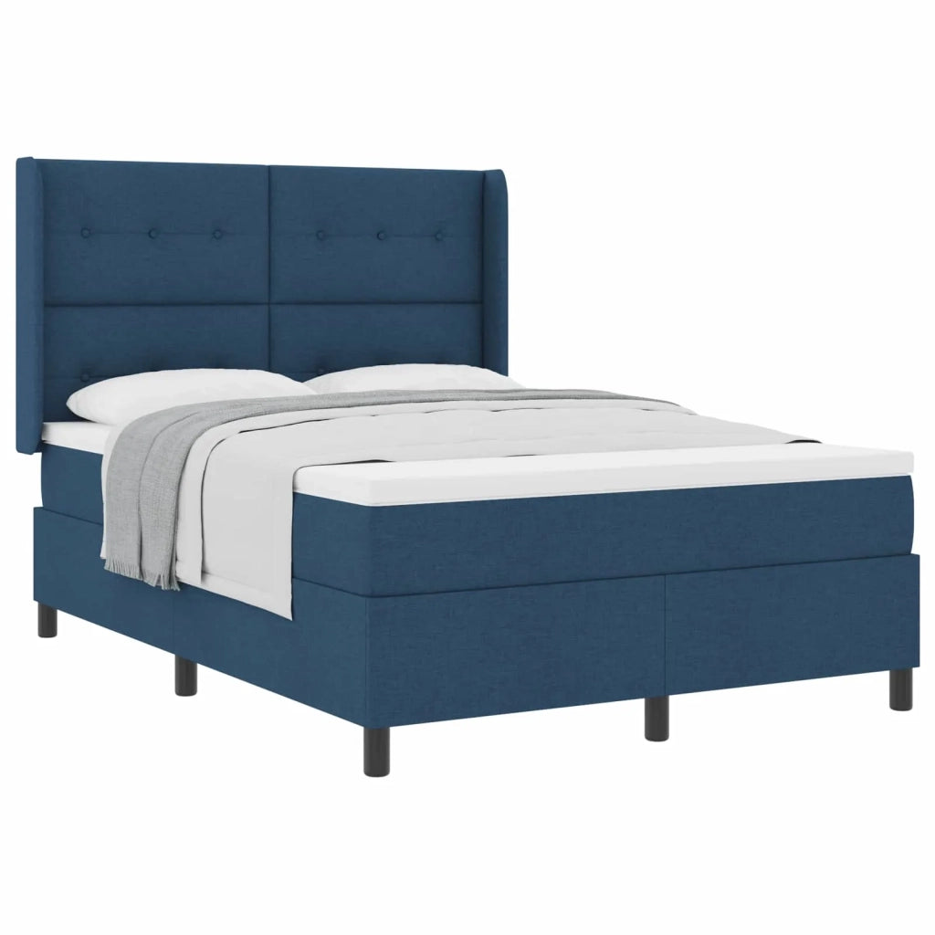 Letto a molle con materasso Blu 140 x 200 cm Tessuto
