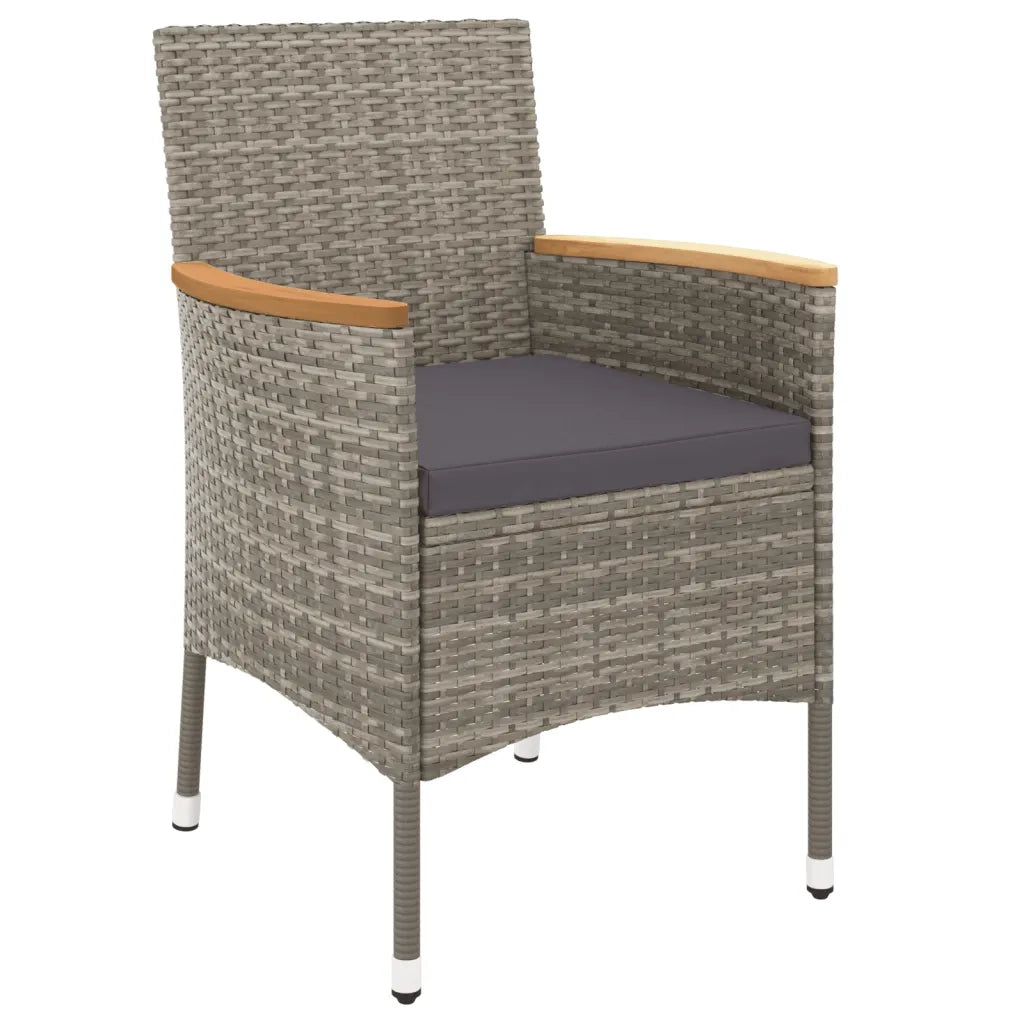 Set da Pranzo da Giardino 5 pz con Cuscini in Polyrattan Grigio 3187382