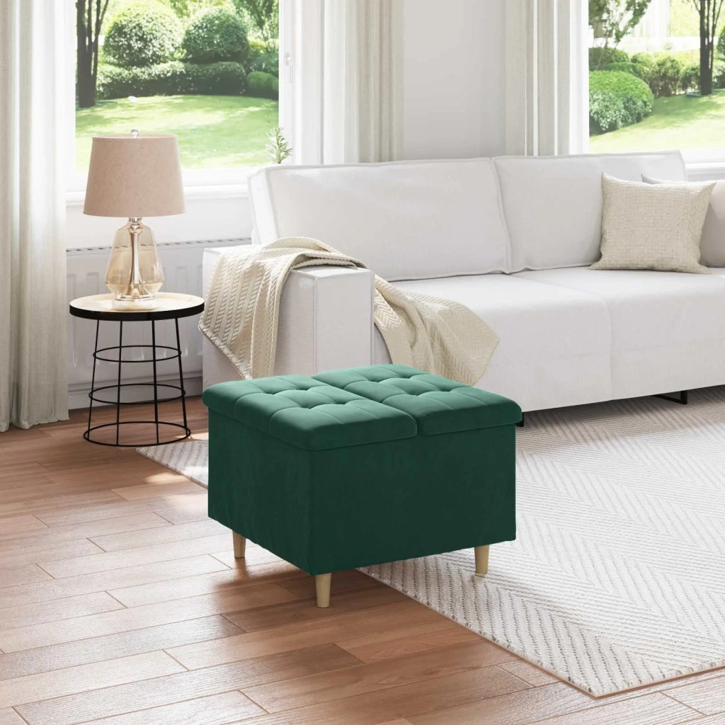 Pouf contenitore Verde Scuro 60 x 60 x 45 cm Velluto 876827