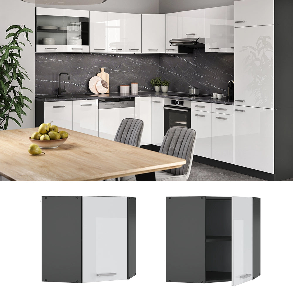 Vicco Mobile angolare da cucina Bianco lucido 57 cm