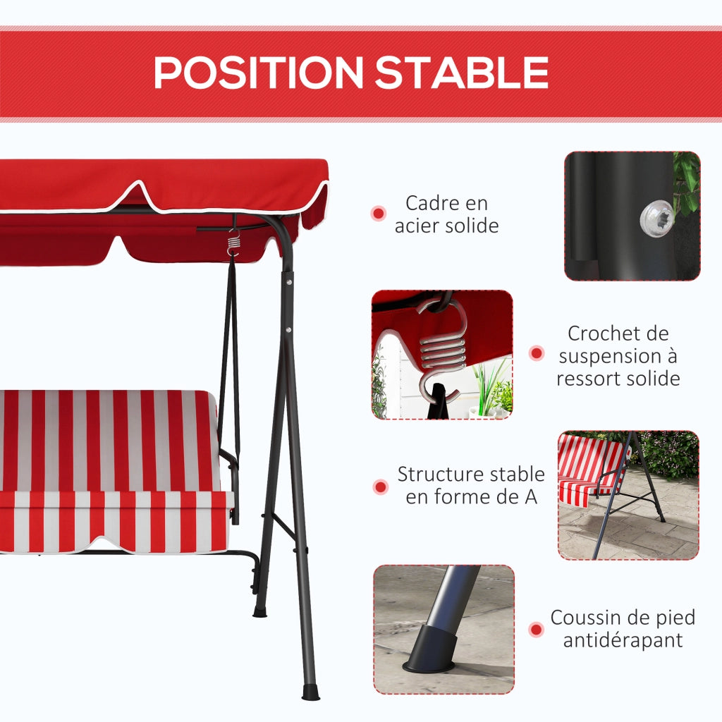 Amaca da Giardino 3 Posti con Cuscini ¨C Zephmum ¨C Nero Rosso