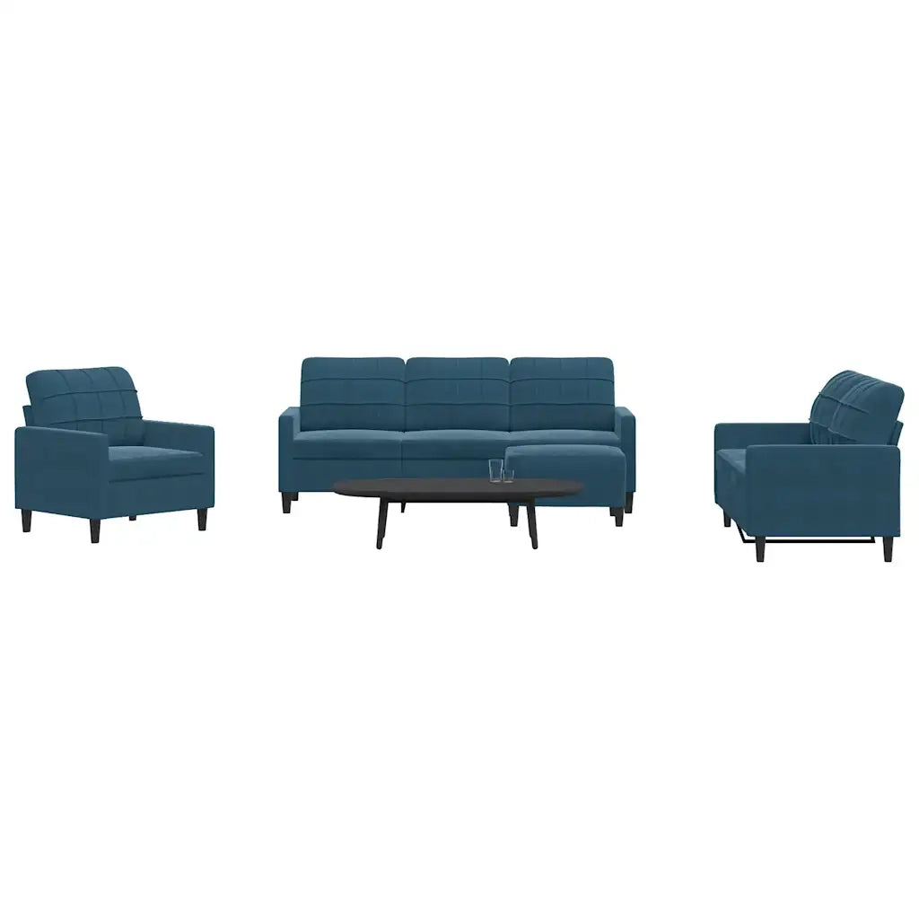 Set di Divani 4 pz con Cuscini Blu in Velluto 3278370
