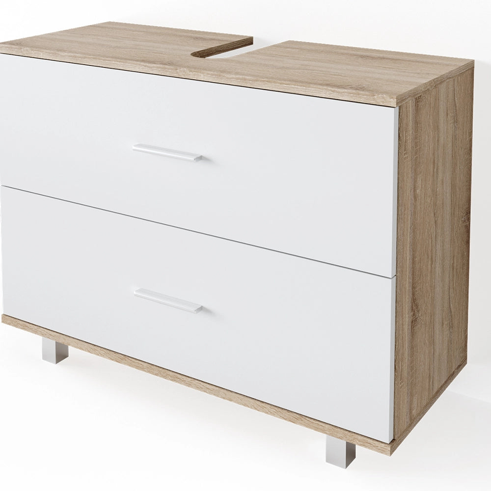 Vicco Set mobili bagno Bianco/Sonoma 2 parti, mobile base 80 cm