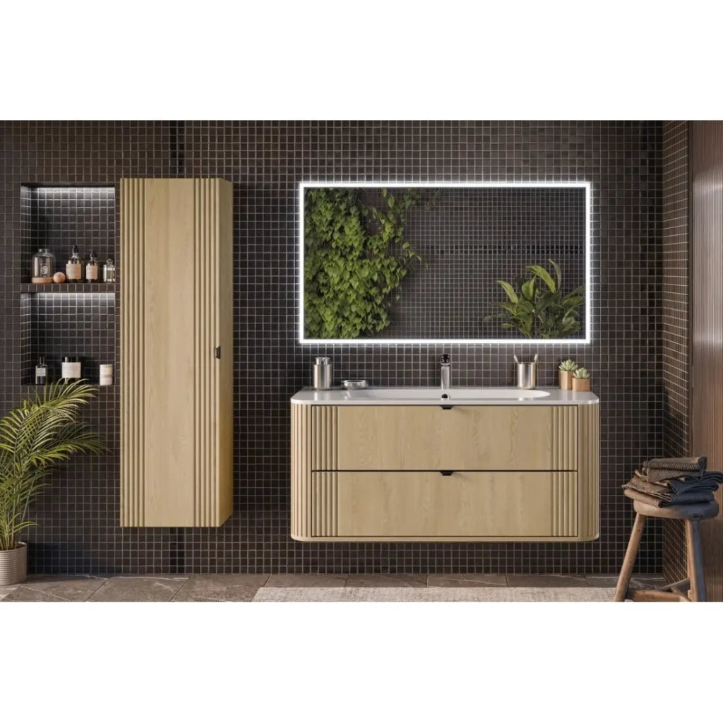 Set da bagno KORI: mobile sotto lavabo 120cm + lavabo da incasso