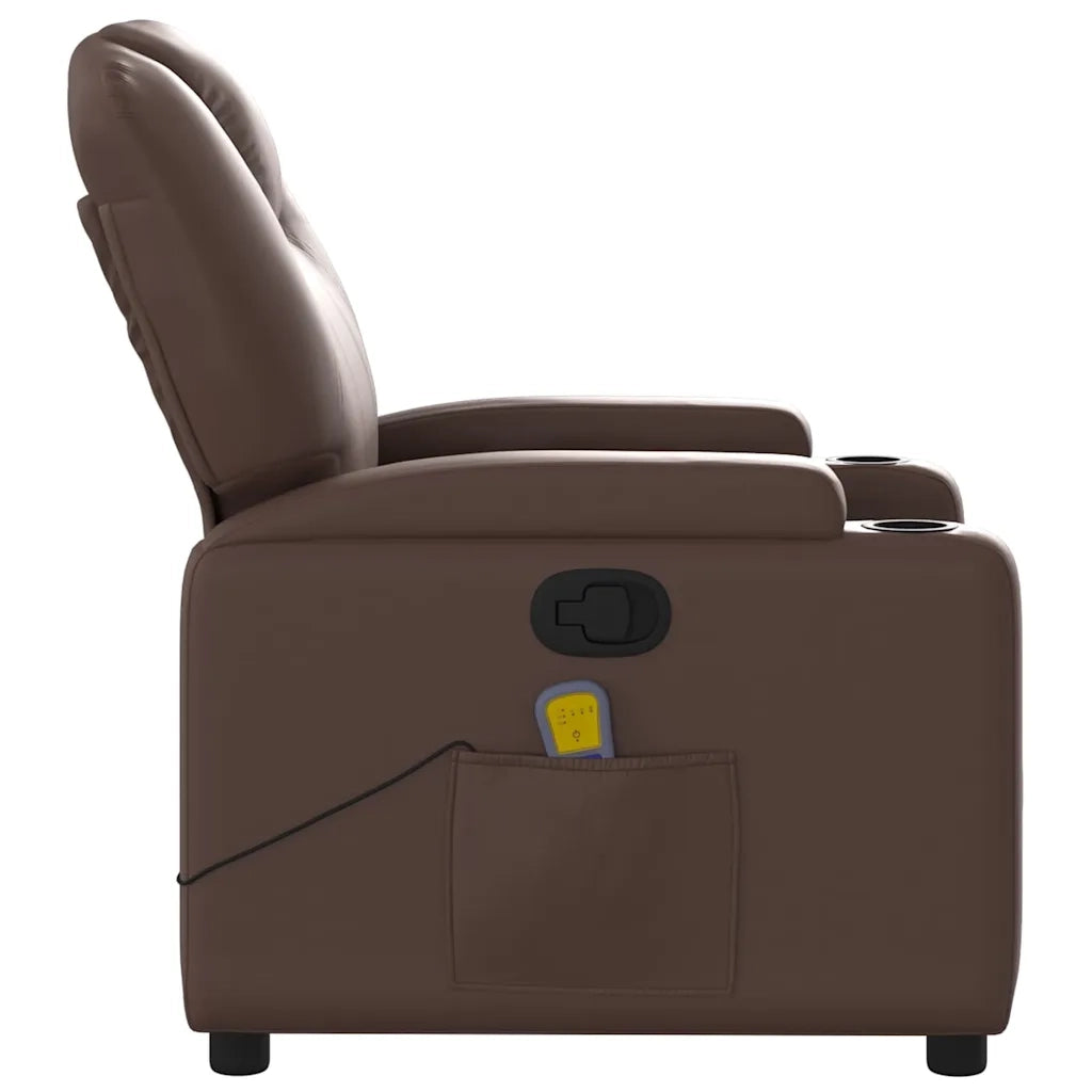 Poltrona Massaggiante | Sedia Relax Reclinabile marrone in Similpelle