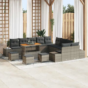 Set Divano da Giardino con cuscino 14 pcs Grigio polyrattan